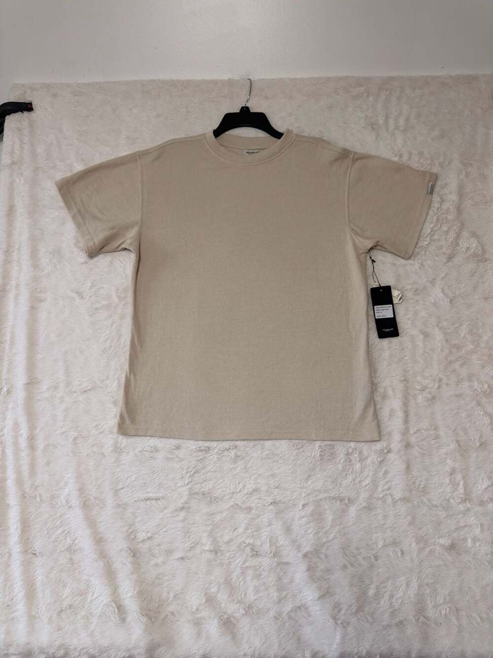 NWT Reserved Supply Light Sand Waffle Knit Thermal Short Sleeve Tee Shirt Size M